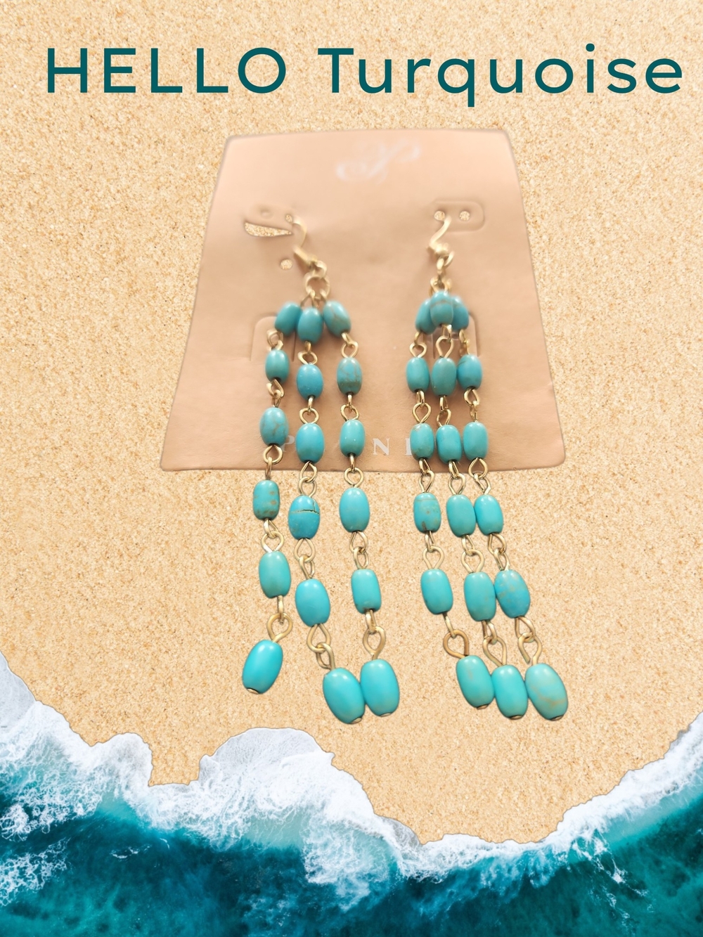 Plunder Turquoise Beaded Cascade Earrings